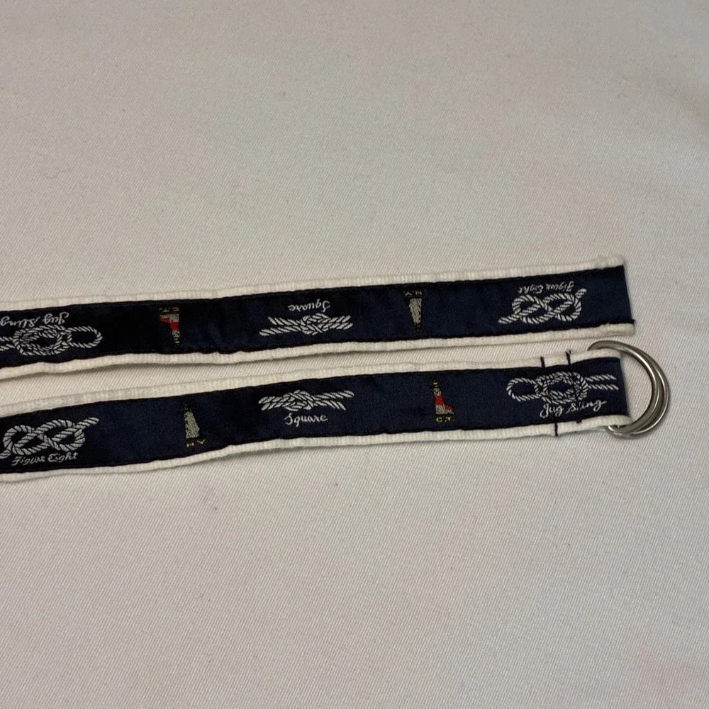 Ralph Lauren Nautical D-Ring Belt Boys 24M Navy Blue Beach Fisherman